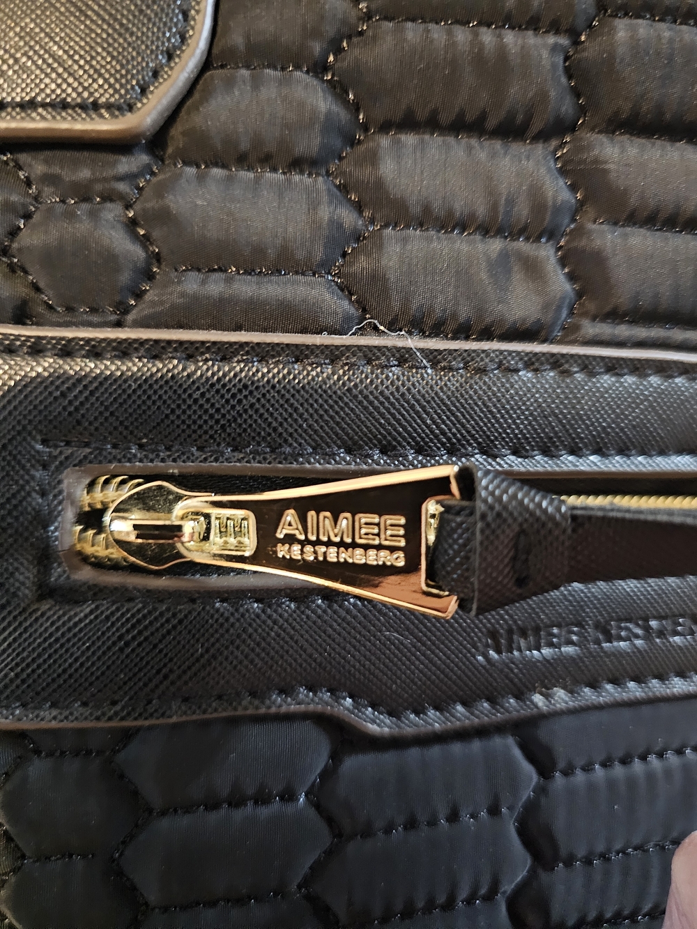 Aimee Kestenberg Black Quilted Tote with Gold Trim - Picture 5 of 16